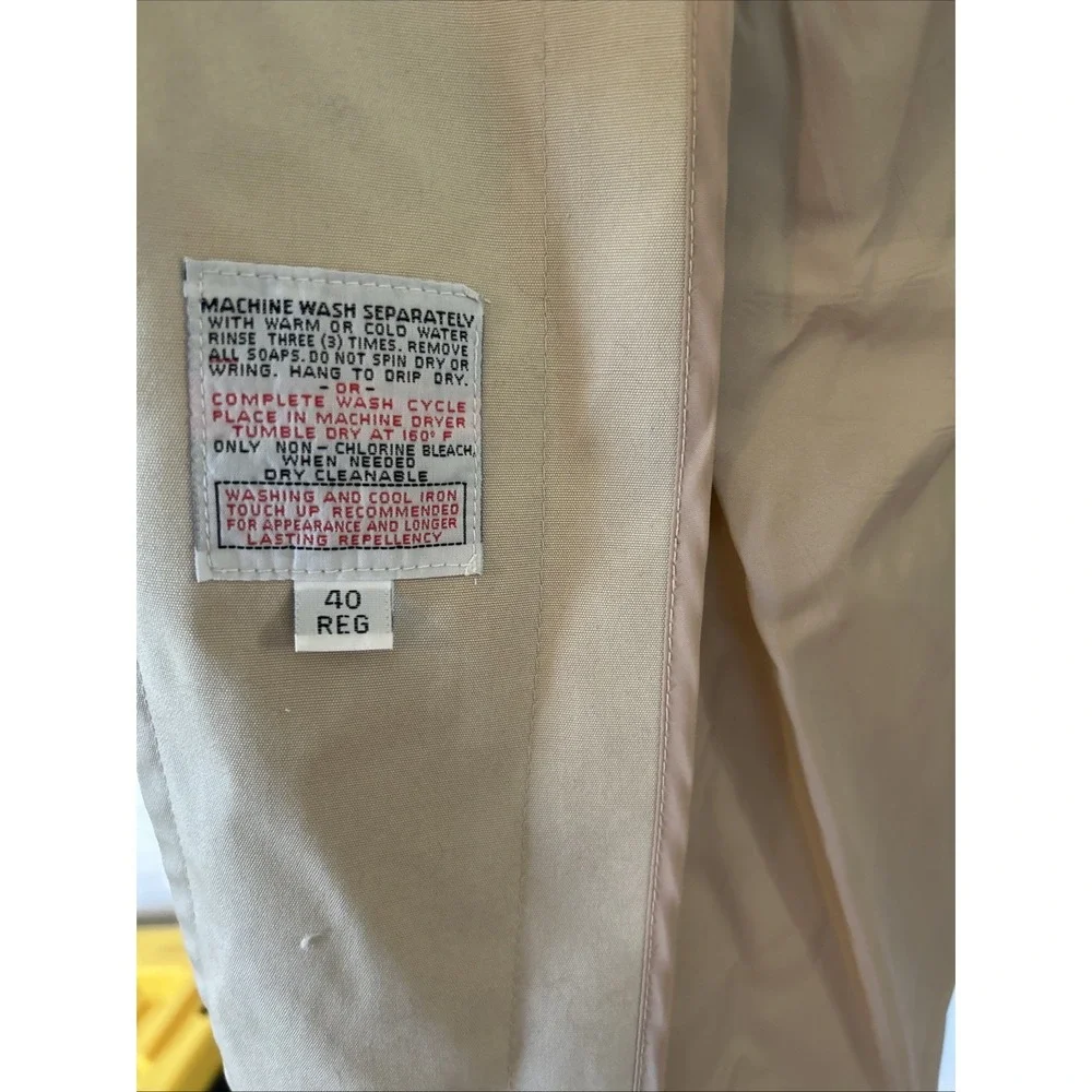 Vintage Tan Trench Coat Mens 40 Reg Beige Button Front Overcoat Mac Jacket